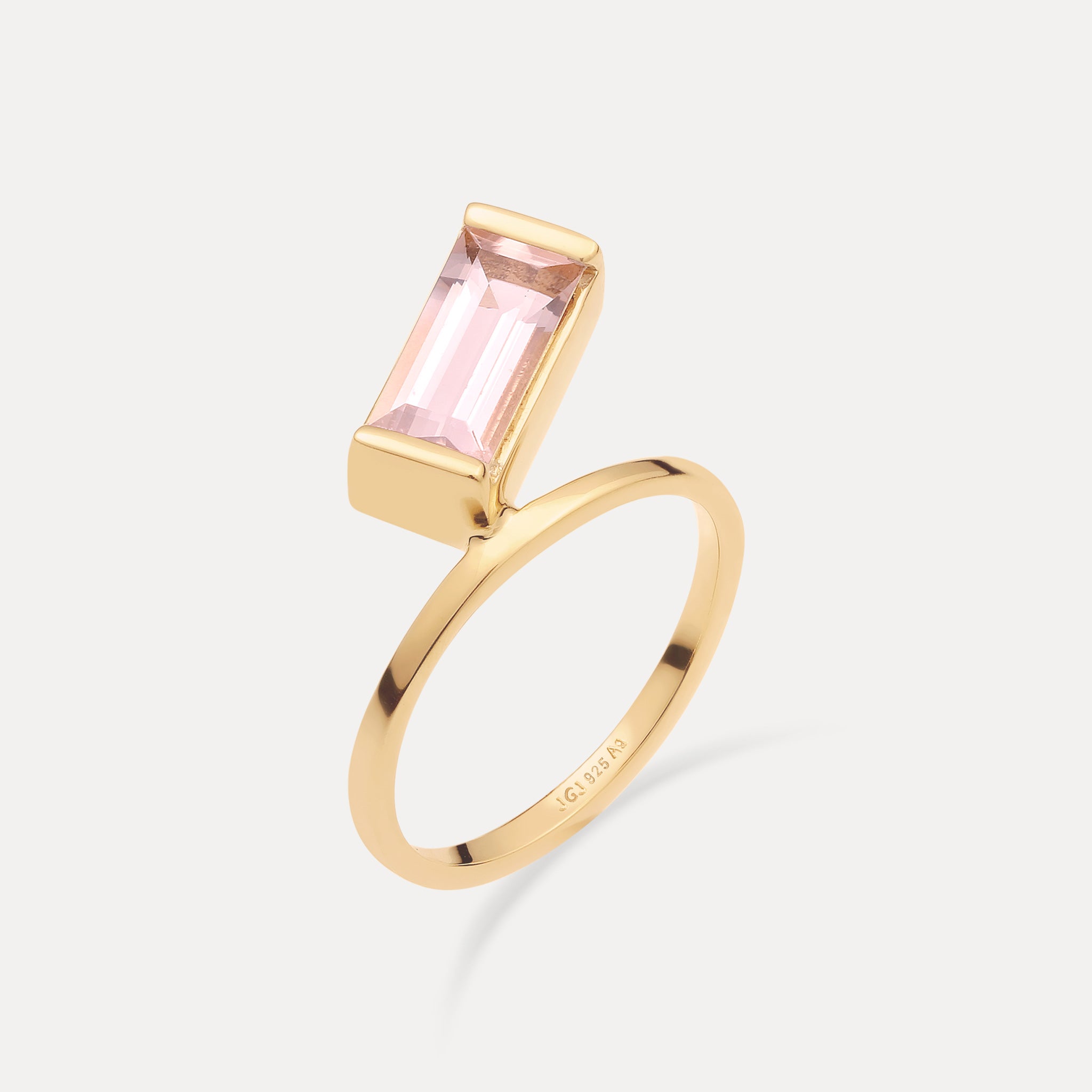 Rosenquarz Balance Baguette Ring