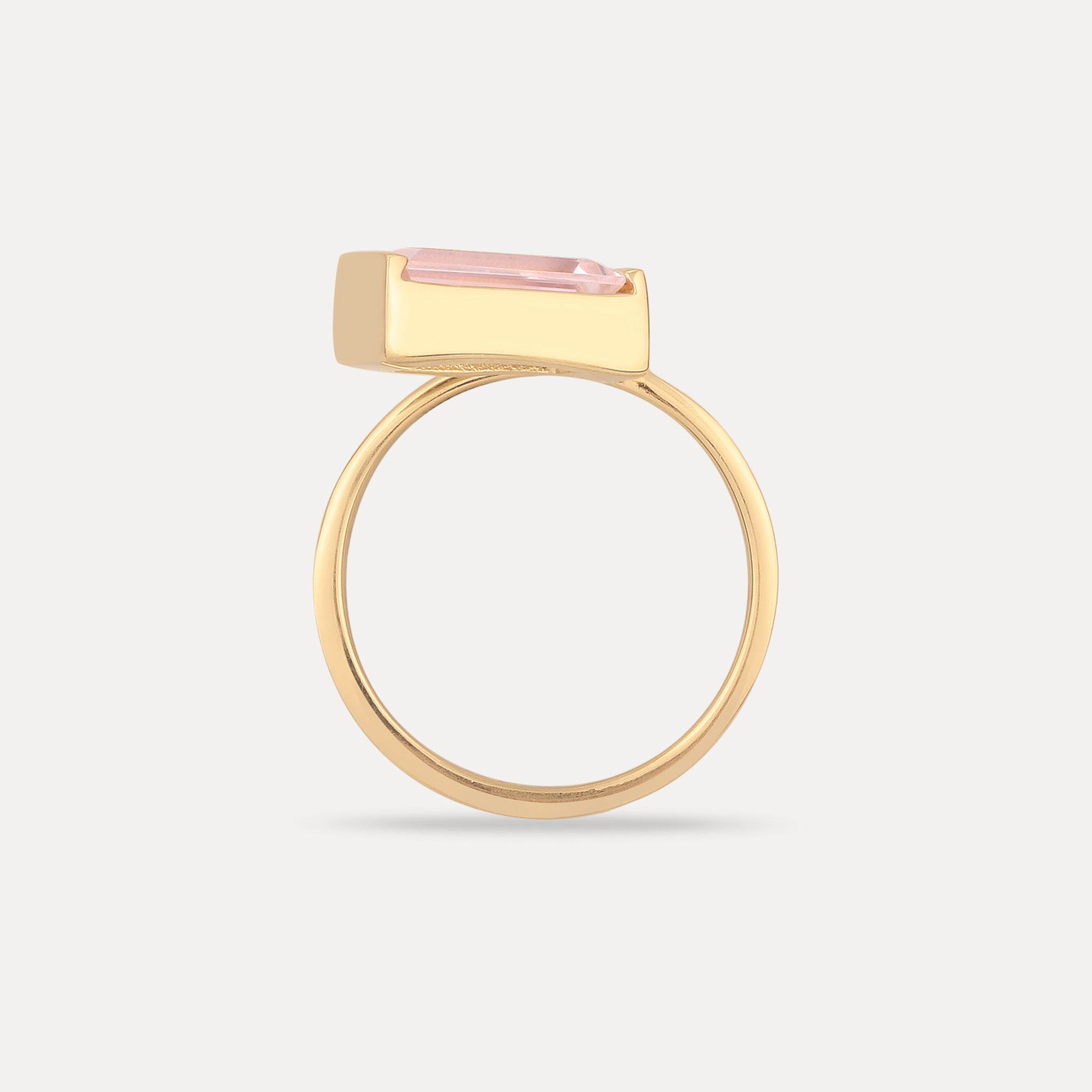 Rosenquarz Balance Baguette Ring