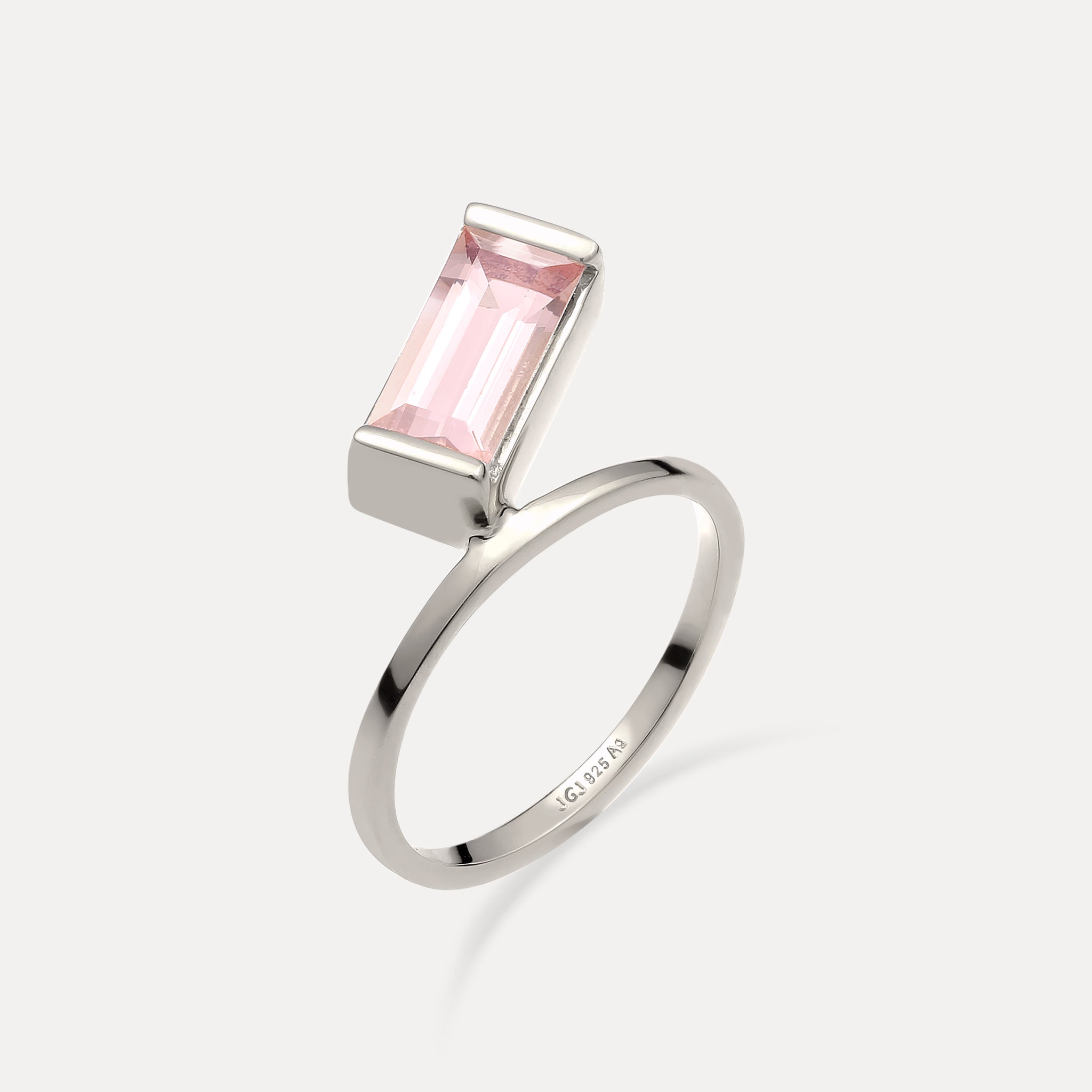 Rosenquarz Balance Baguette Ring