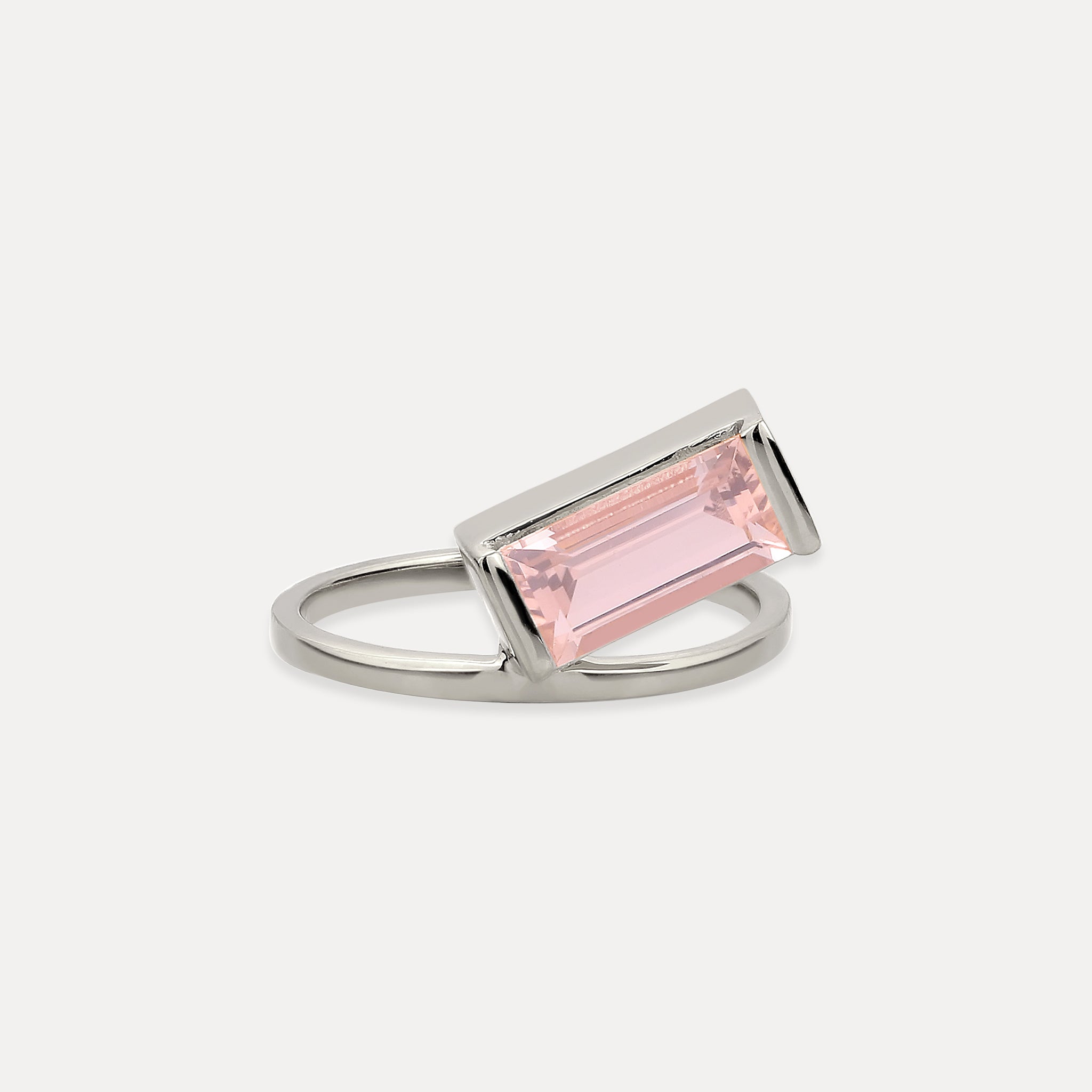 Rosenquarz Balance Baguette Ring