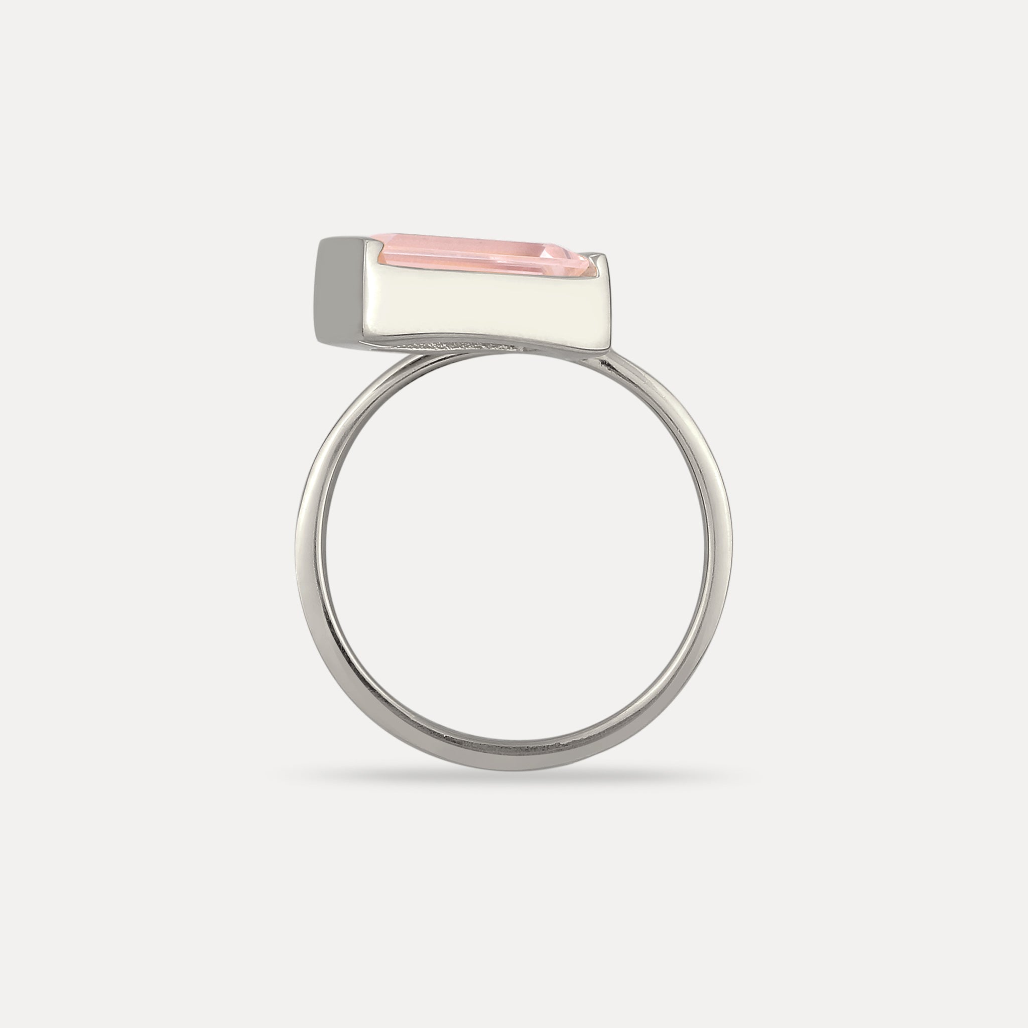 Rosenquarz Balance Baguette Ring
