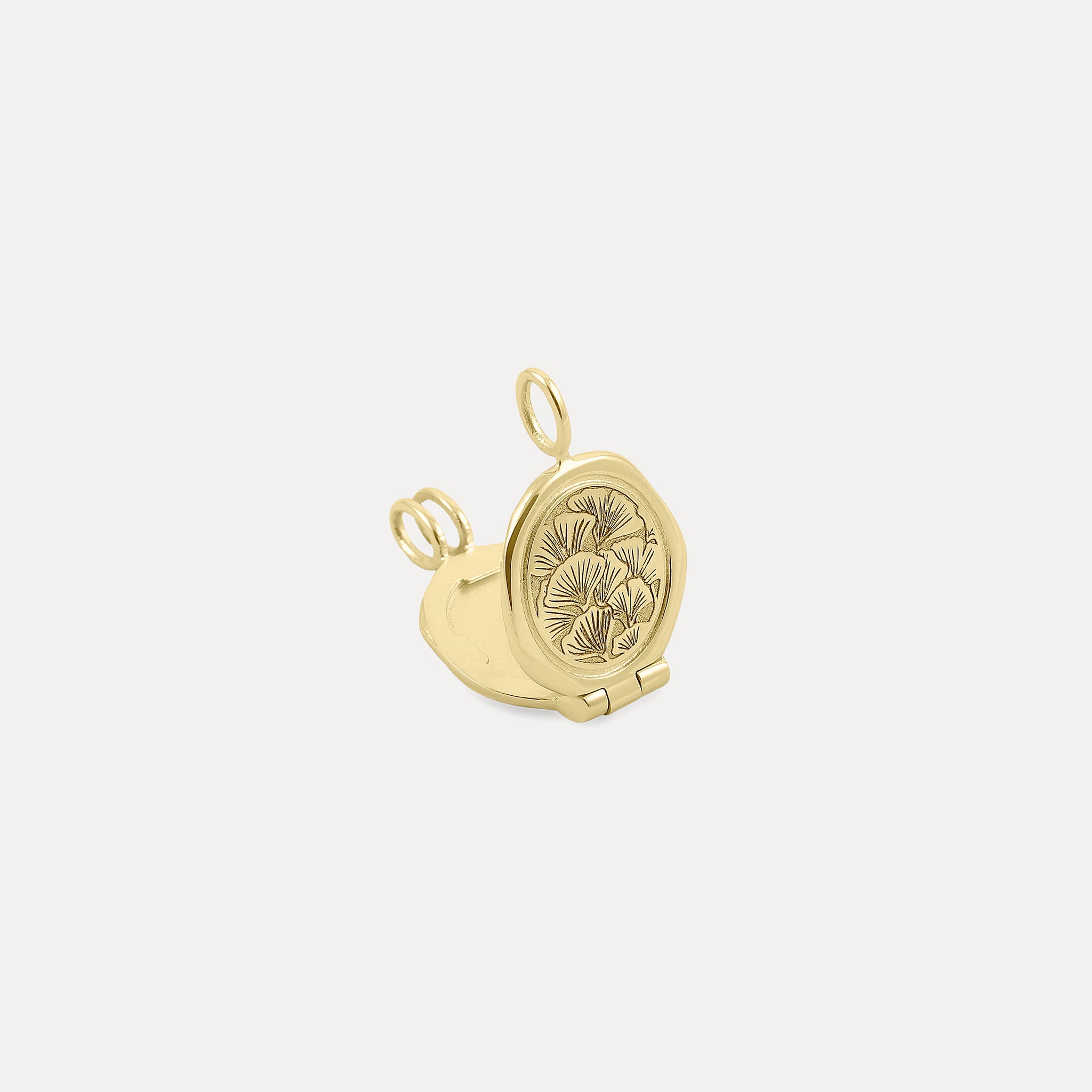 Nouveau Flower Seal Medaillon Kette 14k Massivgold