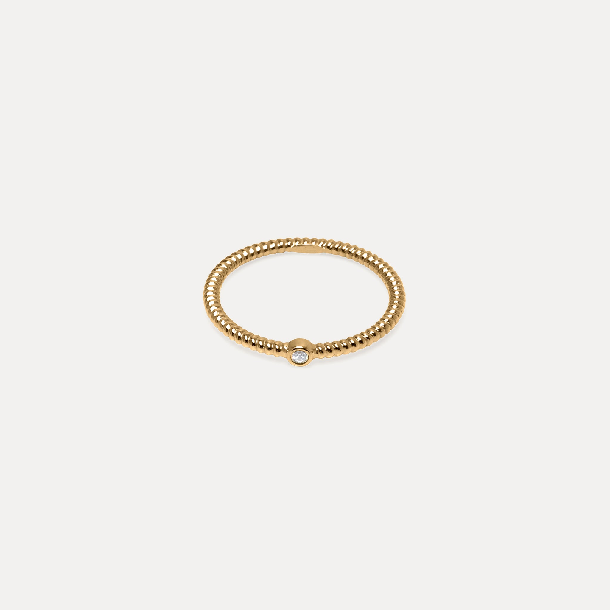 Snake Tail Solitaire Ring Weißer Saphir