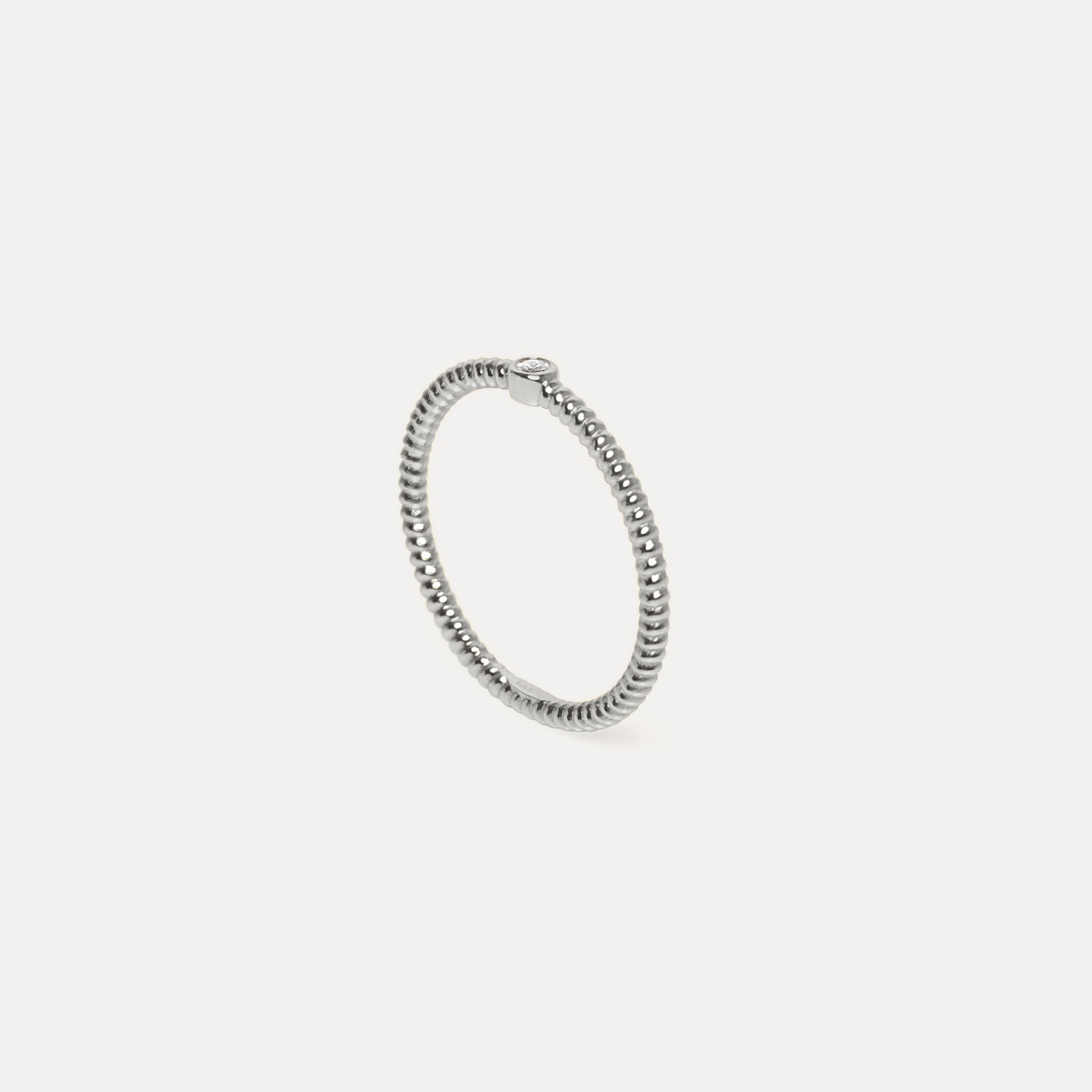 Snake Tail Solitaire Ring 925 Silber Weißer Saphir