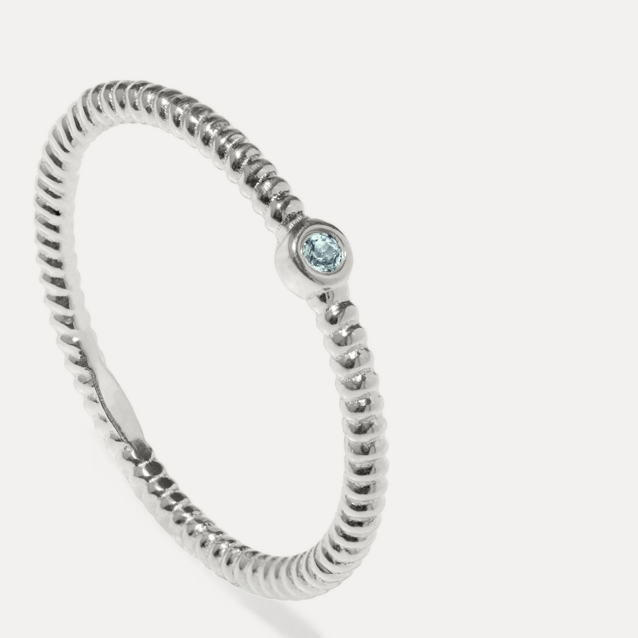 Snake Tail Solitaire Ring 925 Silber Aquamarin