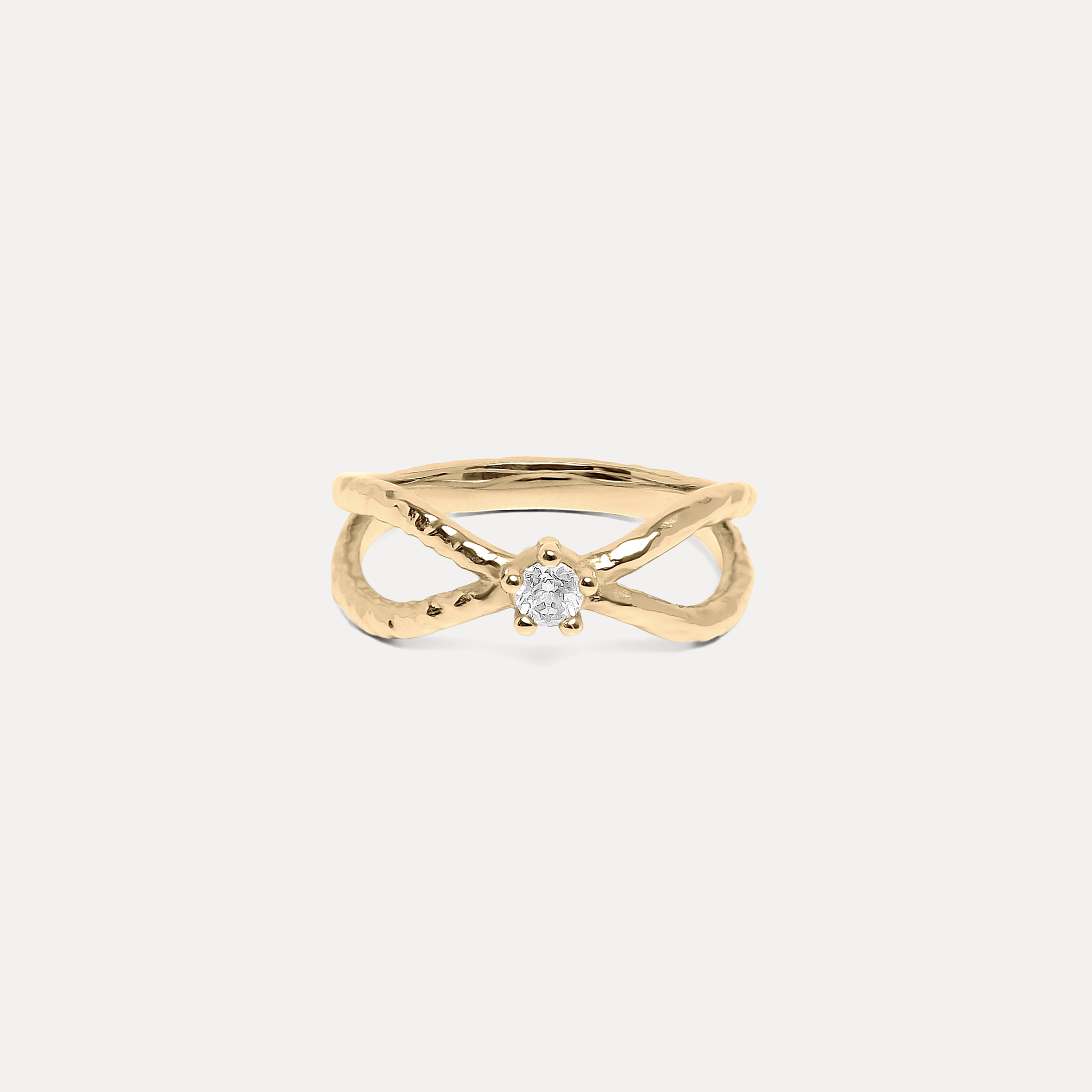 Weißer Saphir Textured Engagement Ring | 585 Gold