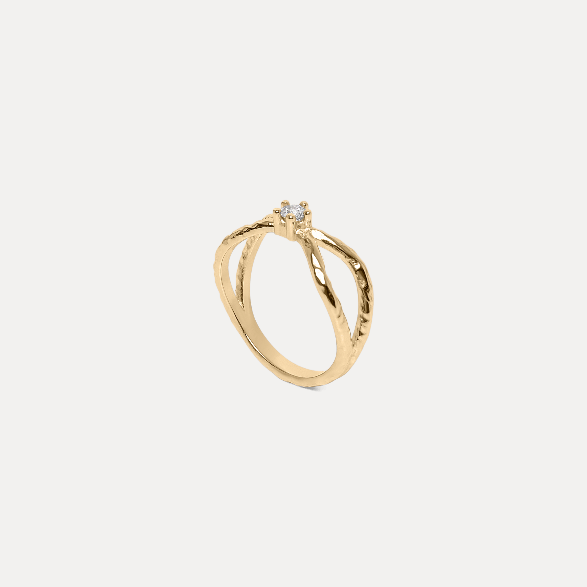 Weißer Saphir Textured Engagement Ring | 585 Gold