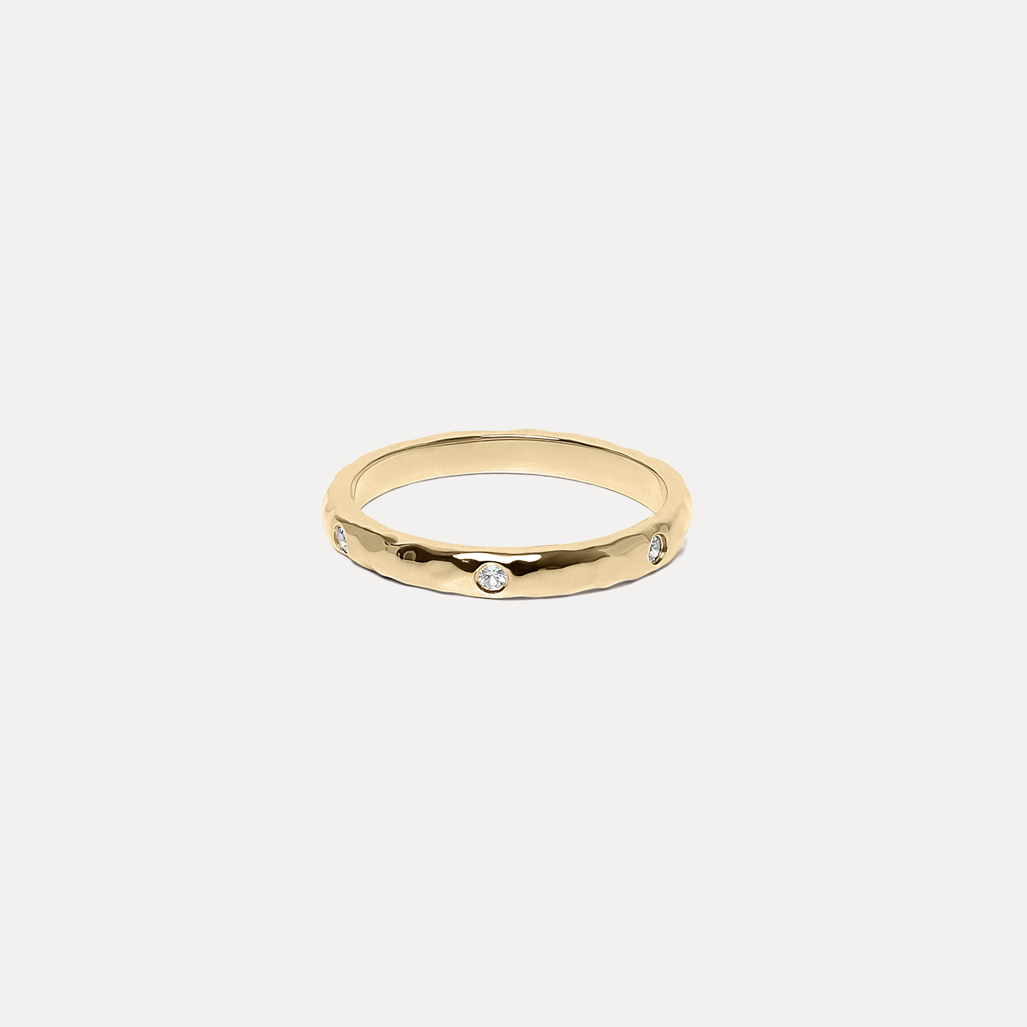 Weißer Saphir Textured Ring | 585 Gold