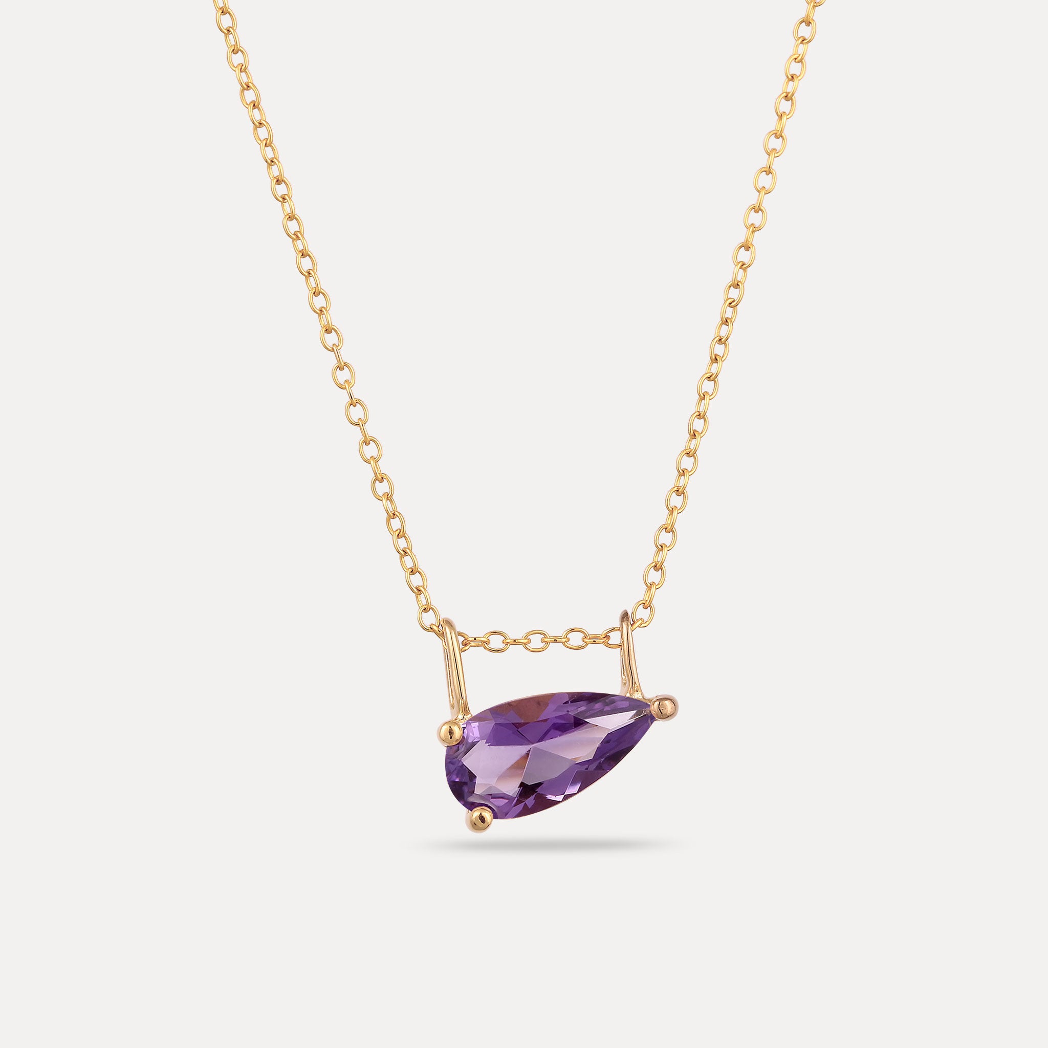 Amethyst Balance Drop Anhänger | 585 Gold