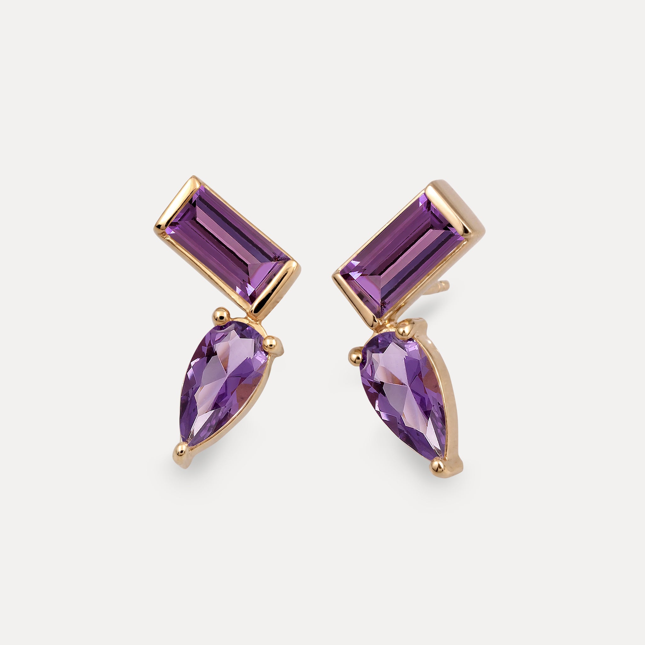 Amethyst Balance Dual Ohrstecker Ohrringe | 585 Gold