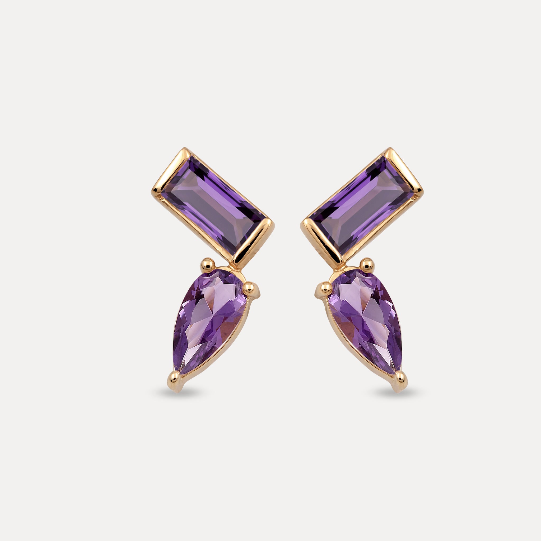 Amethyst Balance Dual Ohrstecker Ohrringe | 585 Gold