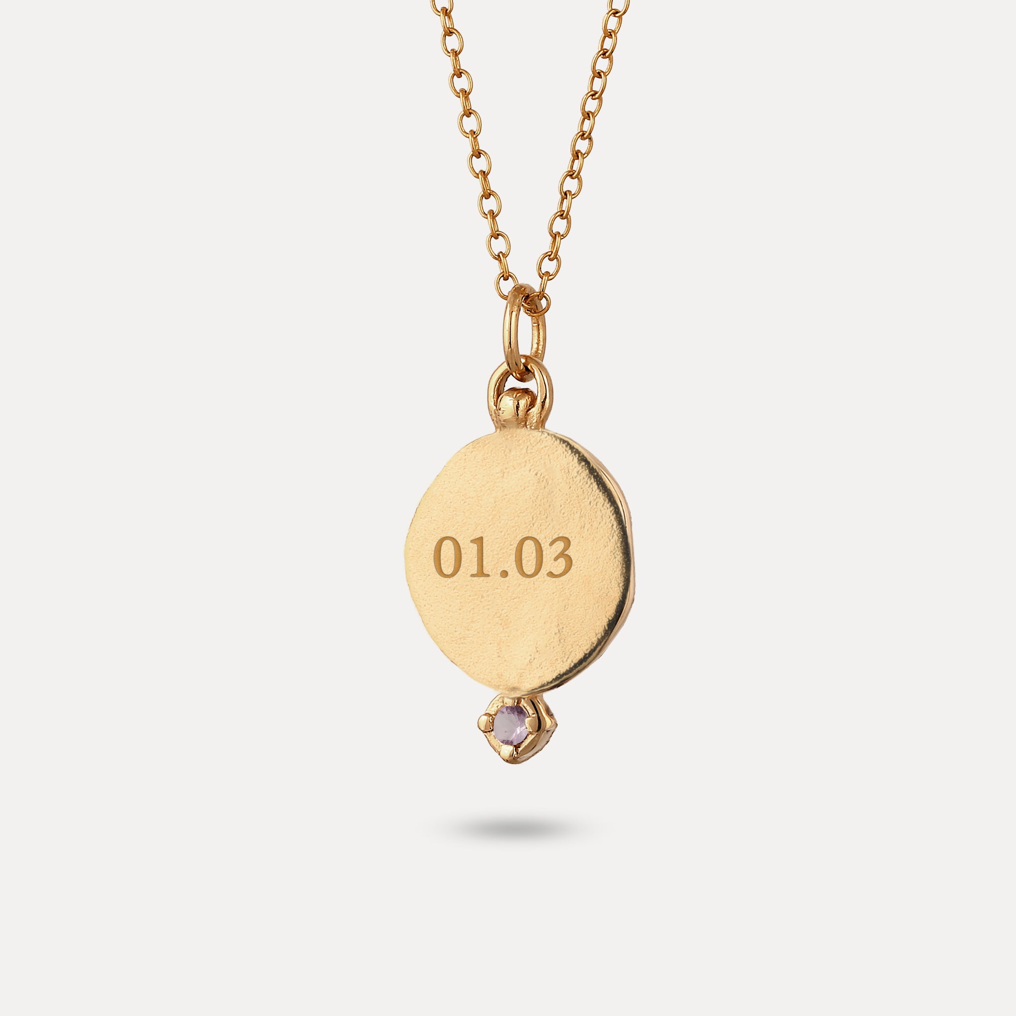 Amethyst Engravable Fluid Medallion Anhänger – Hochglanz