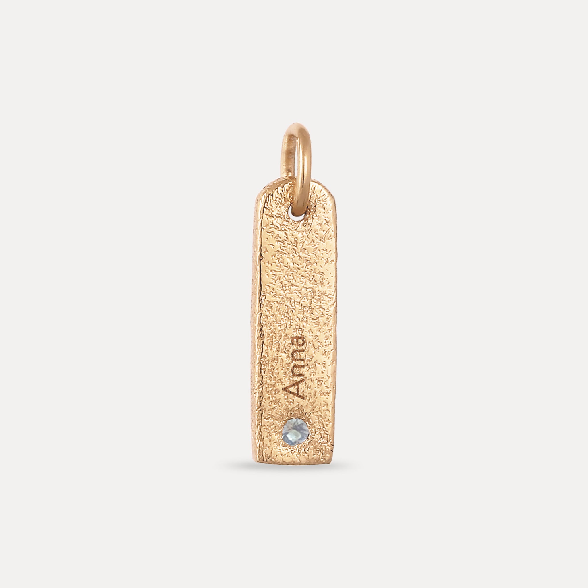 Aquamarin Engravable Bar Anhänger - Antique | 585 Gold