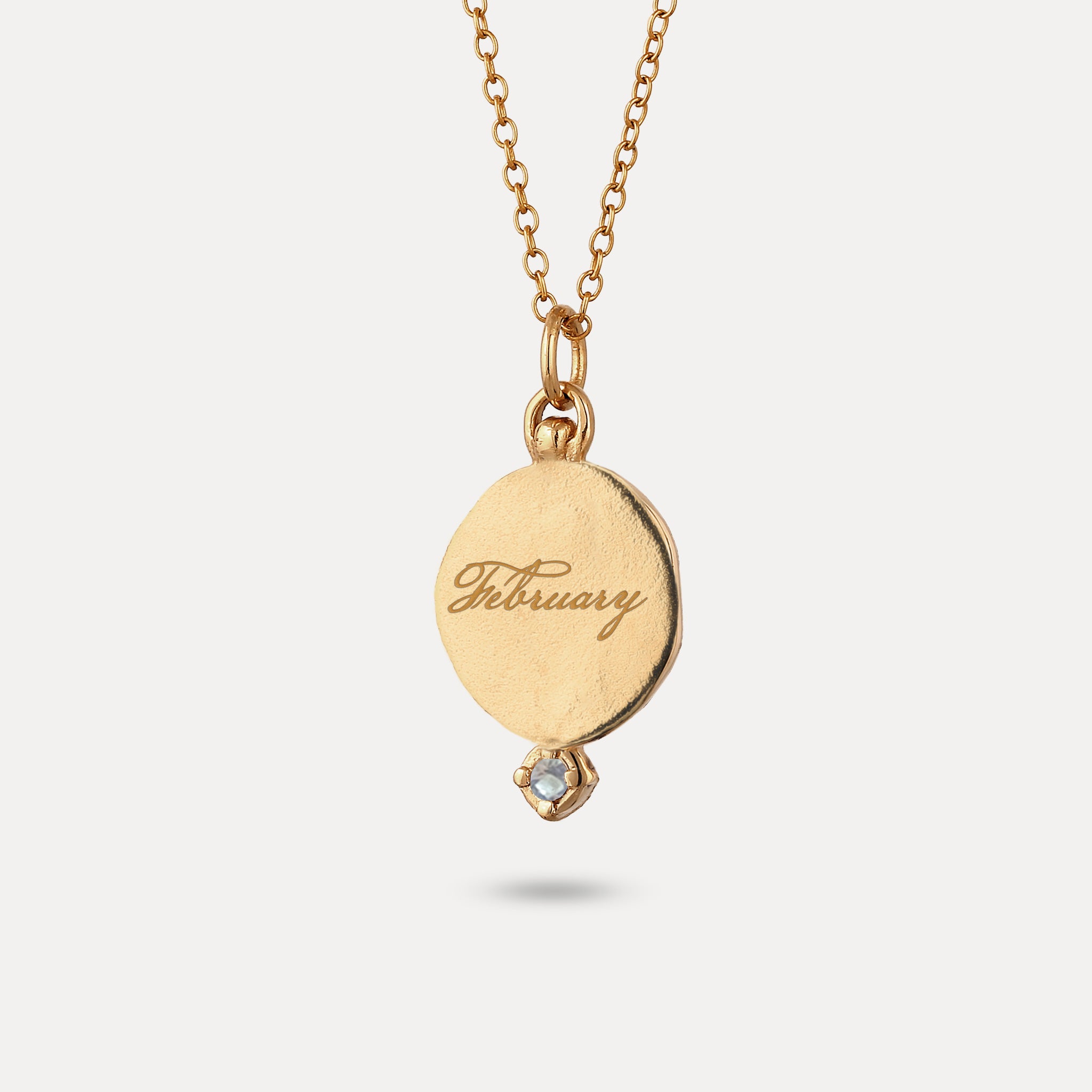 Aquamarin Engravable Fluid Medallion Anhänger – Hochglanz