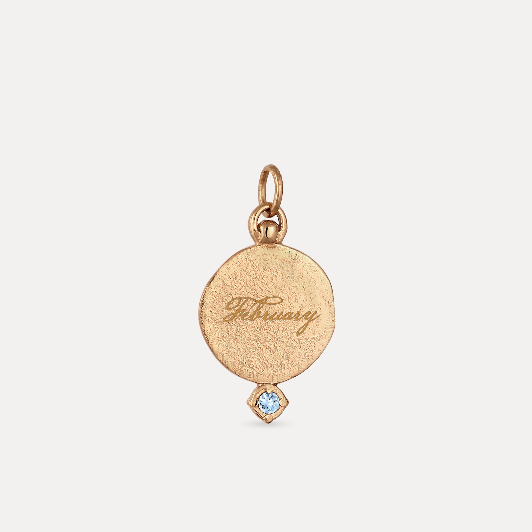 Aquamarin Engravable Fluid Medallion Anhänger – Antique | 585 Gold