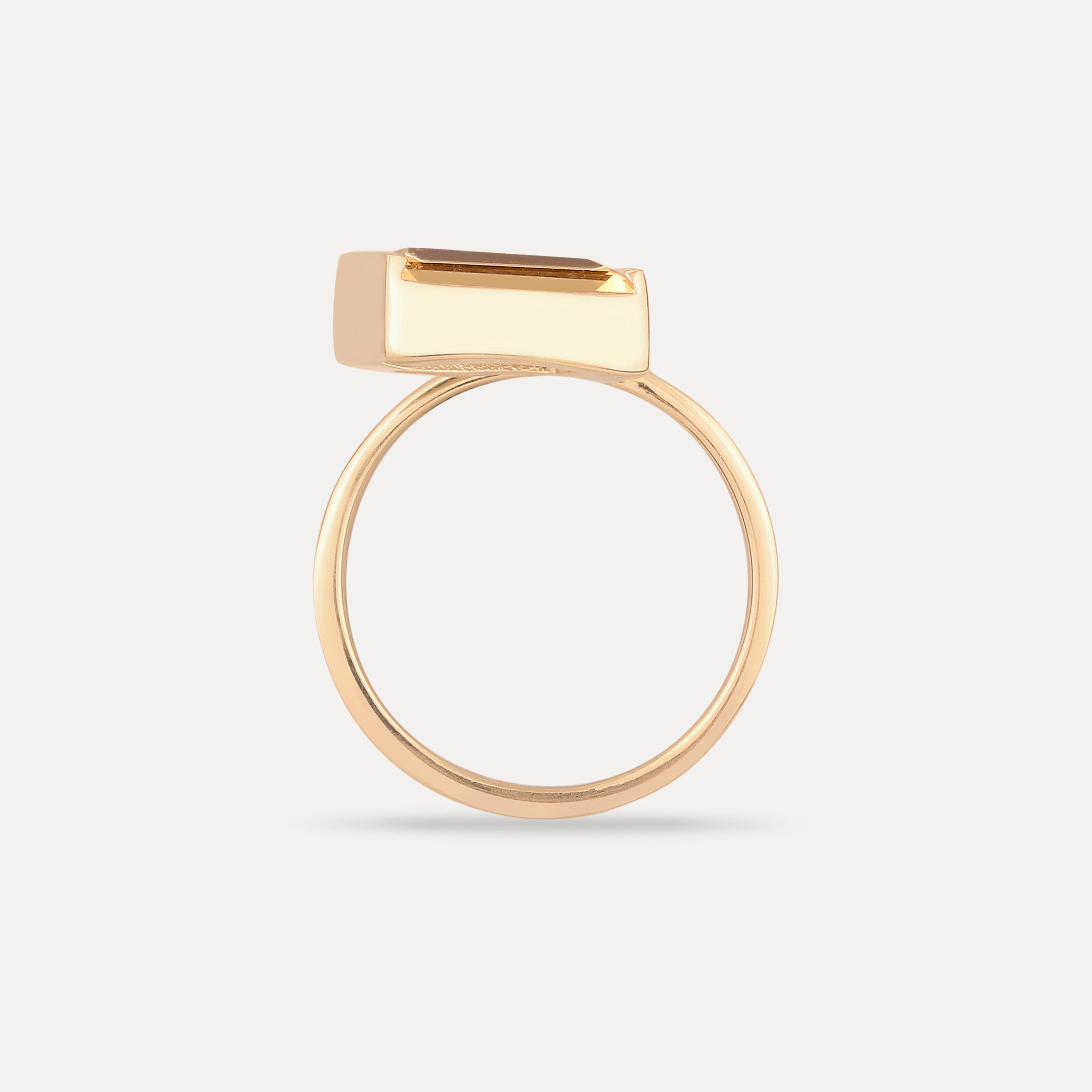 Citrin Balance Baguette Ring | 585 Gold
