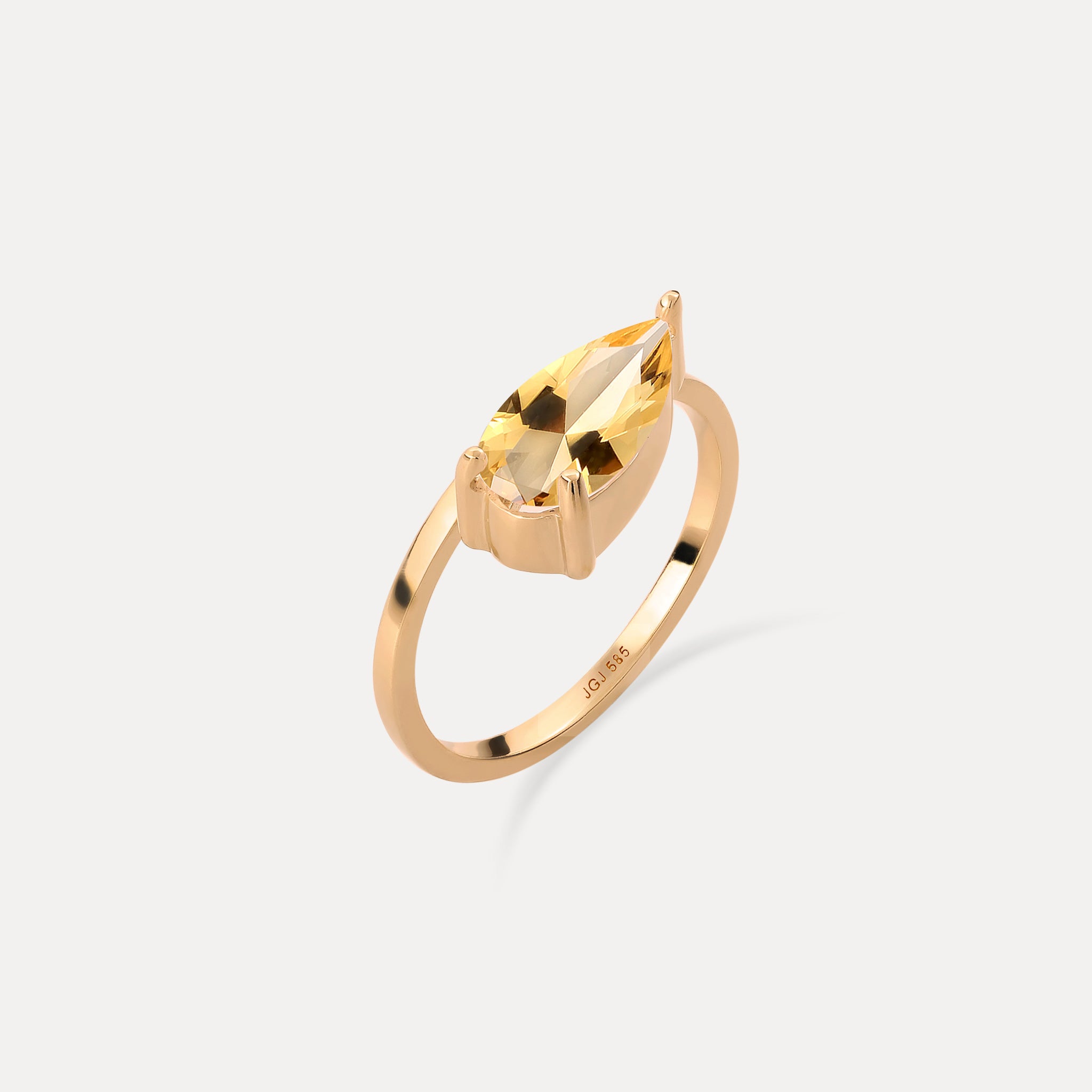 Citrin Balance Drop Ring | 585 Gold