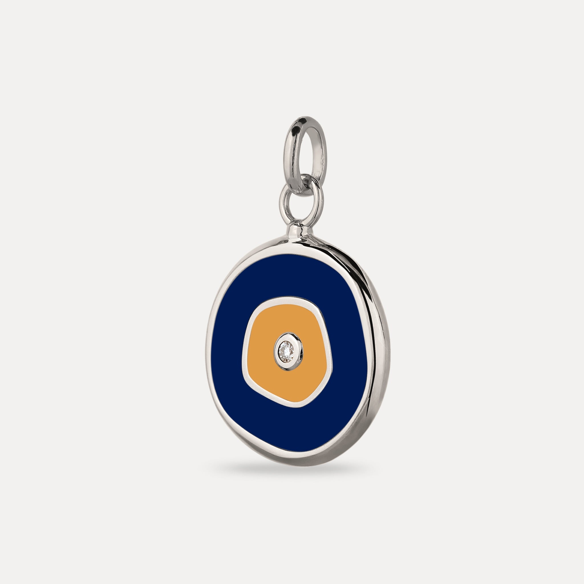 Weißer Saphir Evil Eye Anhänger Dunkelblau