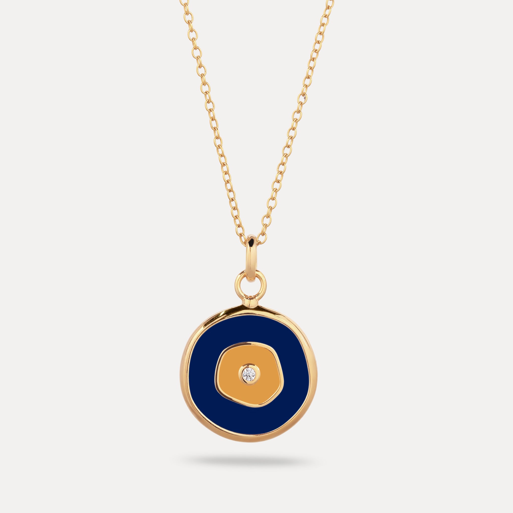 Weißer Saphir Evil Eye Anhänger Dunkelblau
