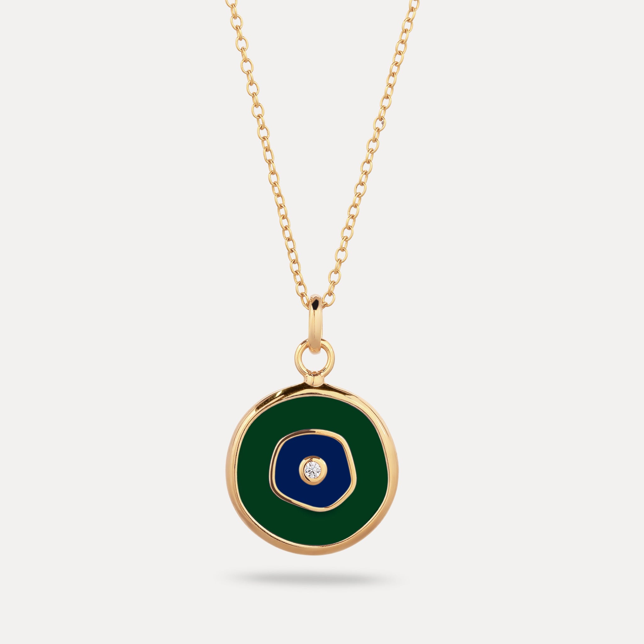 Weißer Saphir Evil Eye Anhänger Dunkelgrün
