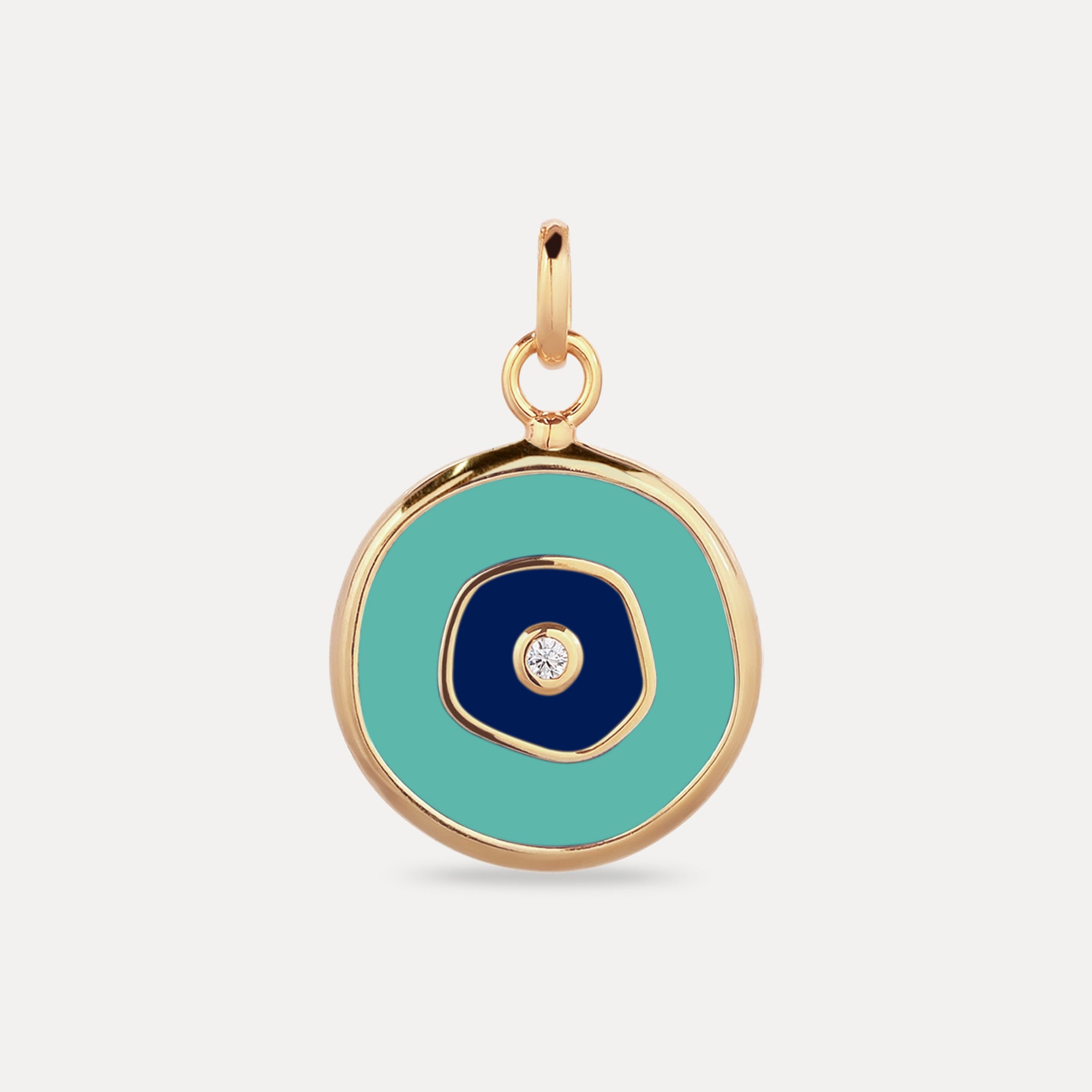 Weißer Saphir Evil Eye Anhänger Türkis