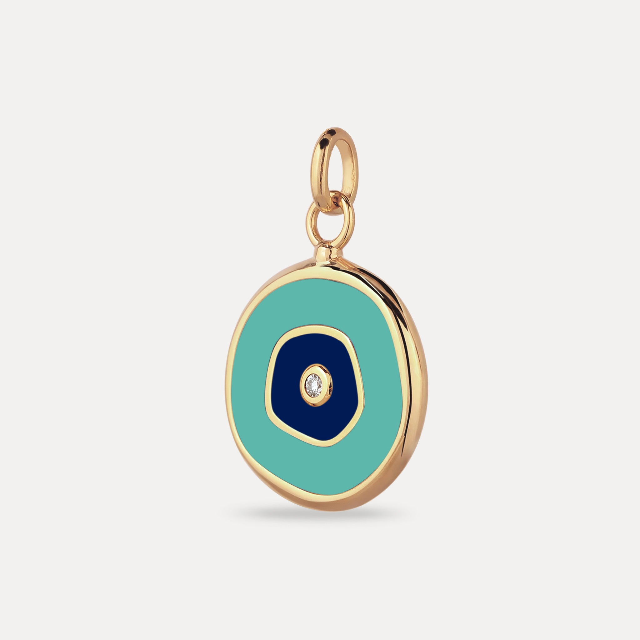 Weißer Saphir Evil Eye Anhänger Türkis