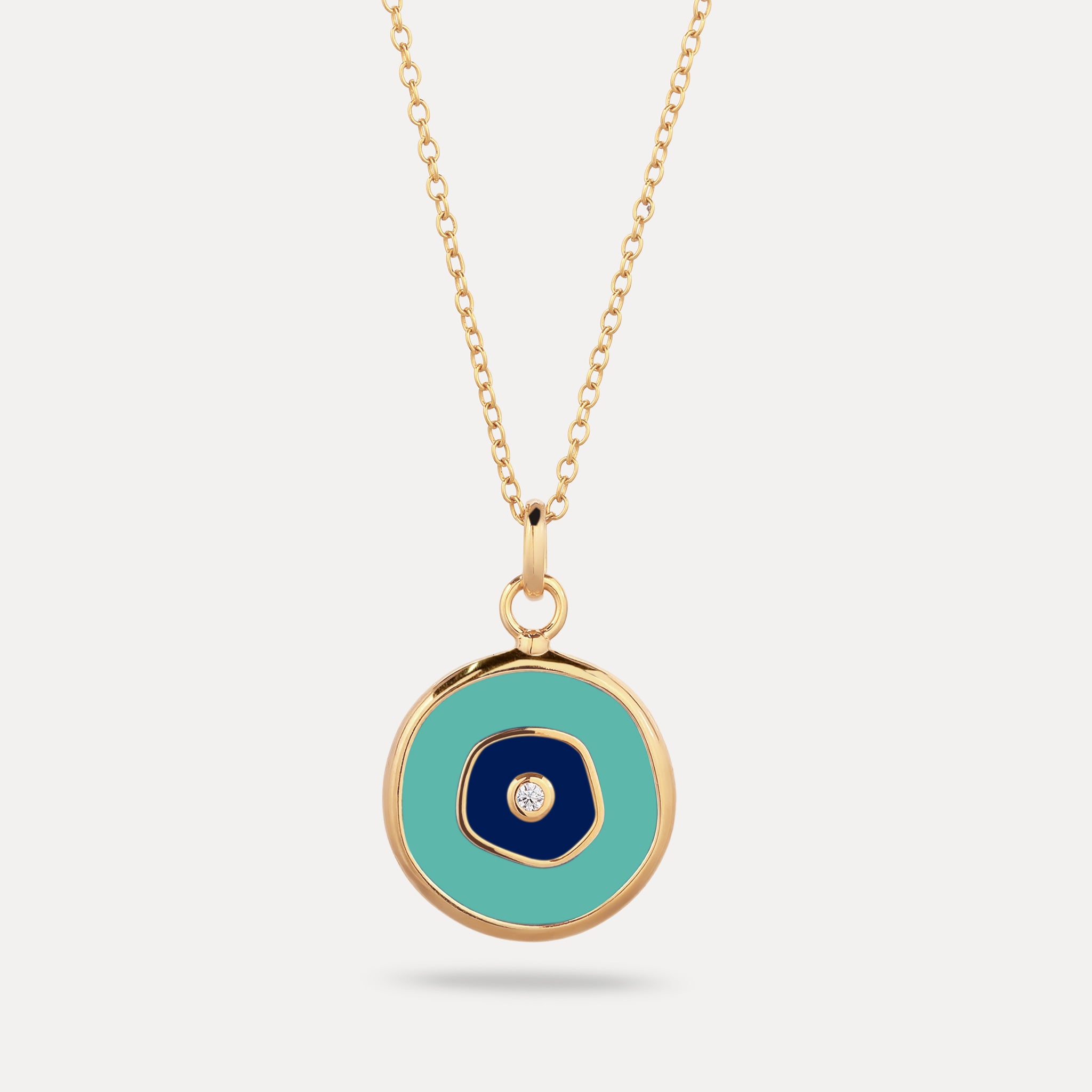 Weißer Saphir Evil Eye Anhänger Türkis