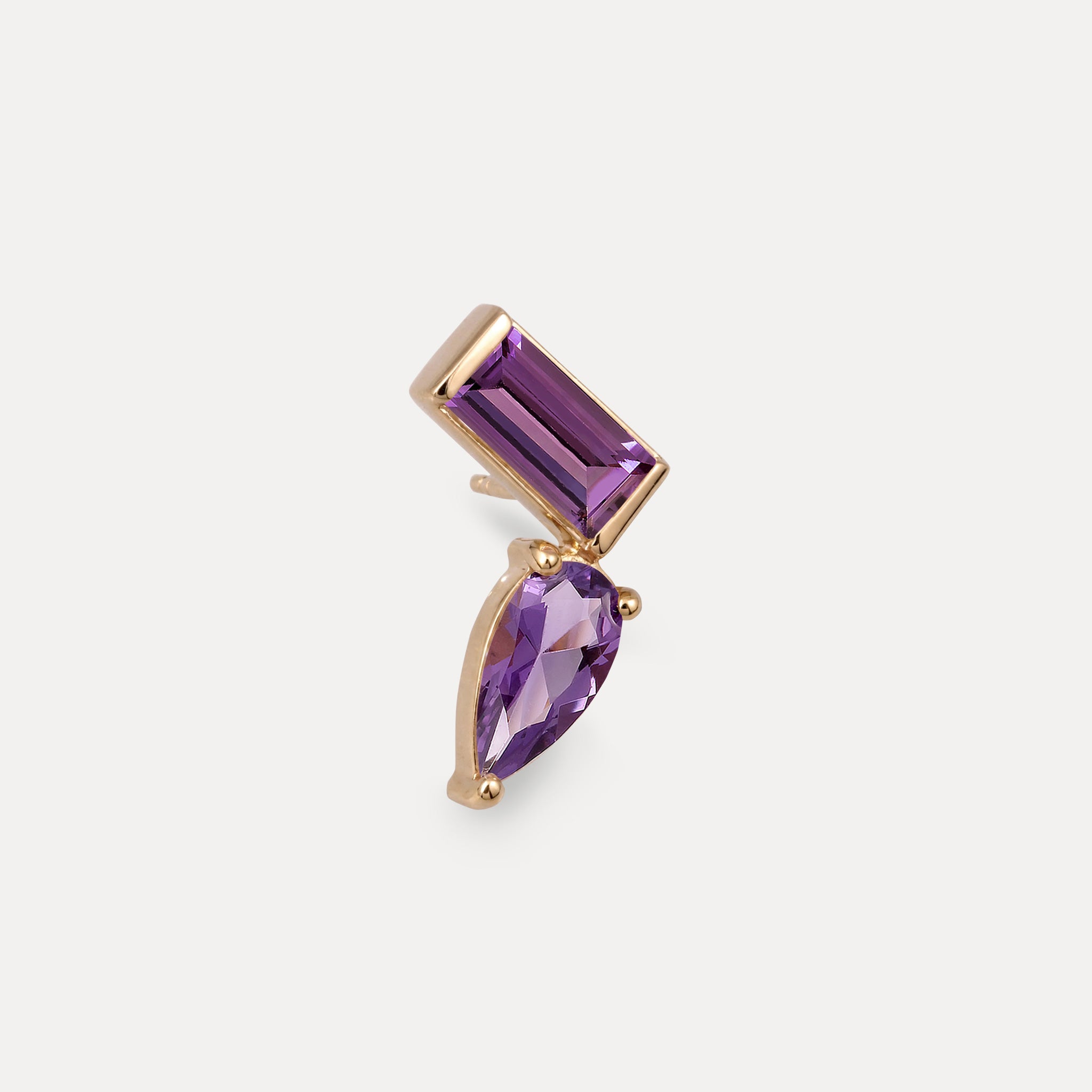 Amethyst Balance Dual Ohrstecker Ohrringe - Single | 585 Gold
