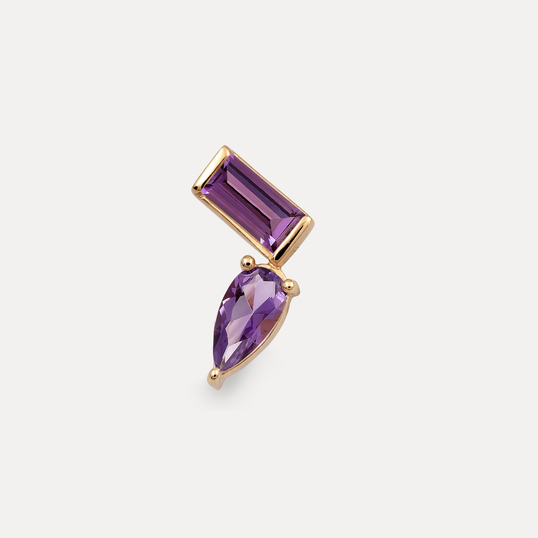 Amethyst Balance Dual Ohrstecker Ohrringe - Single | 585 Gold