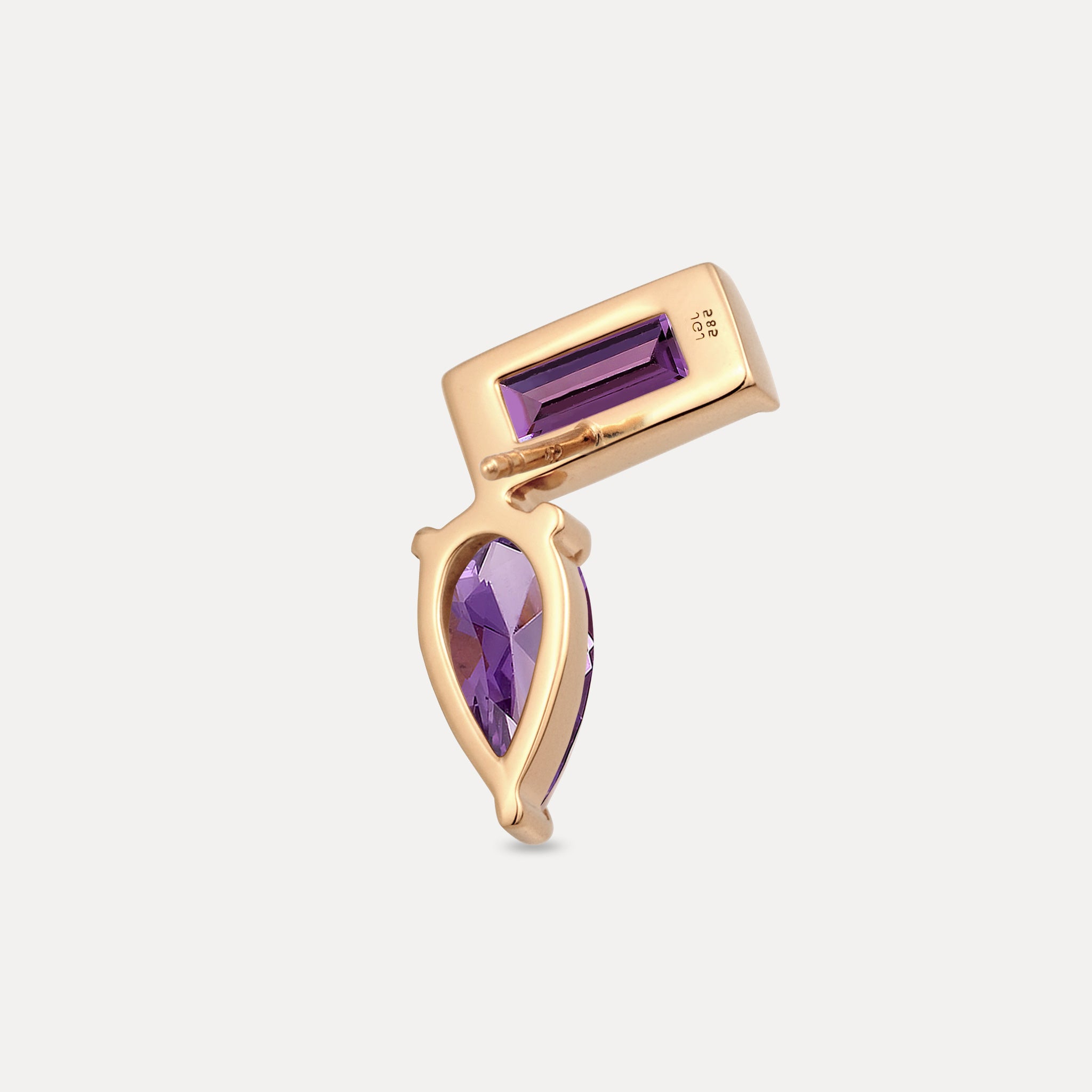 Amethyst Balance Dual Ohrstecker Ohrringe - Single | 585 Gold