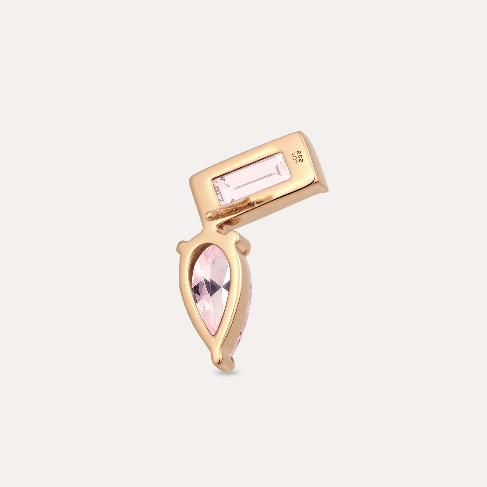 Rosenquarz Balance Dual Ohrstecker Ohrringe - Single | 585 Gold