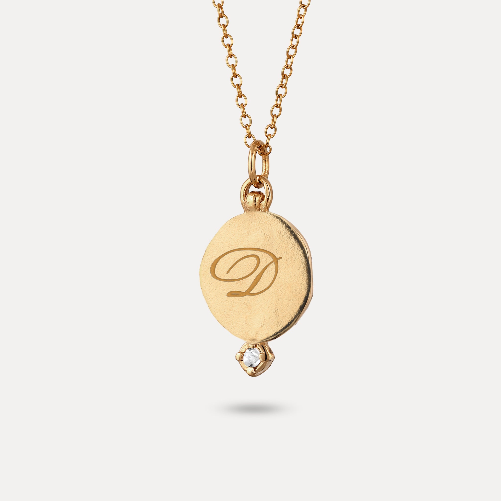 Weißer Saphir Engravable Fluid Medallion Anhänger – Hochglanz