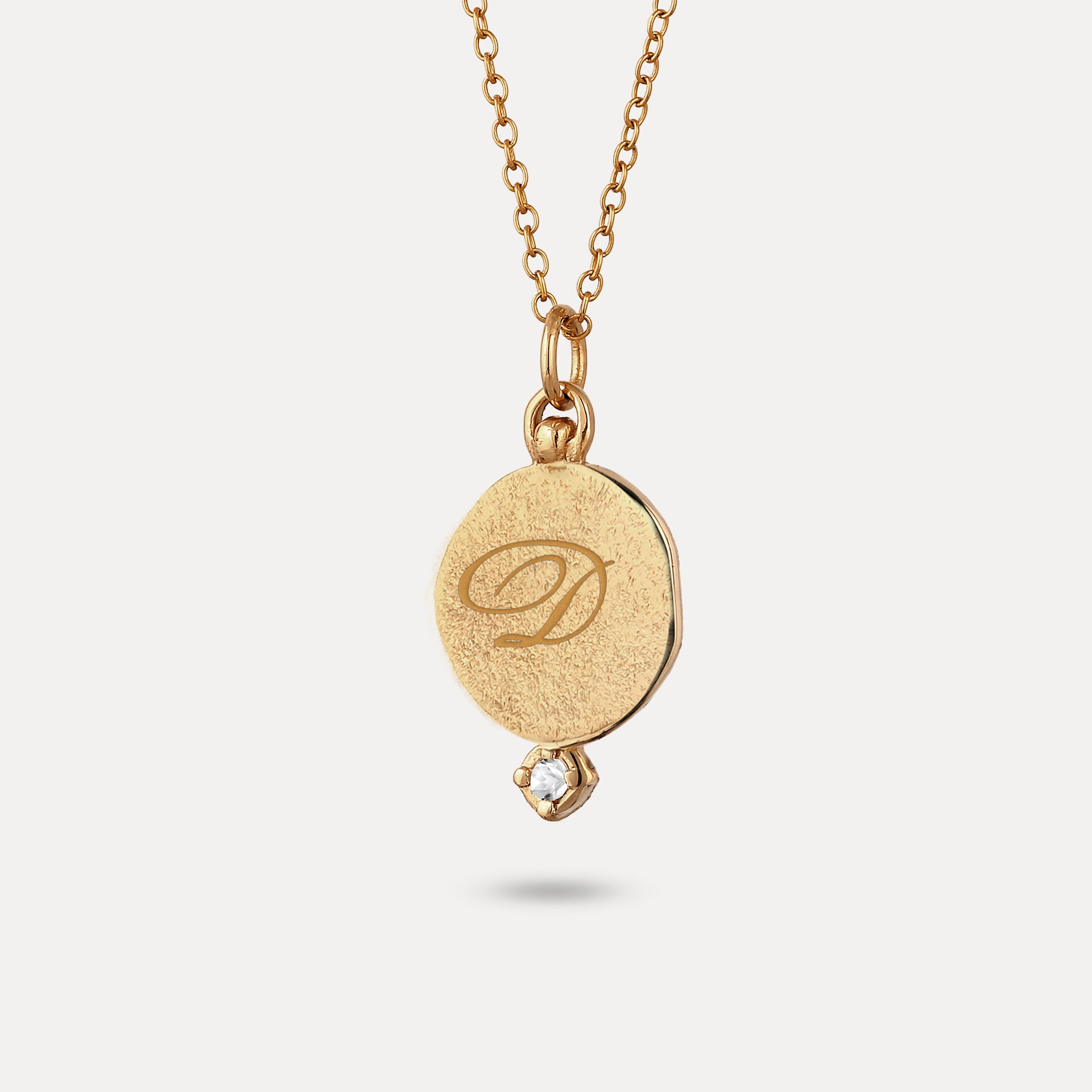 Weißer Saphir Engravable Fluid Medallion Anhänger – Matt