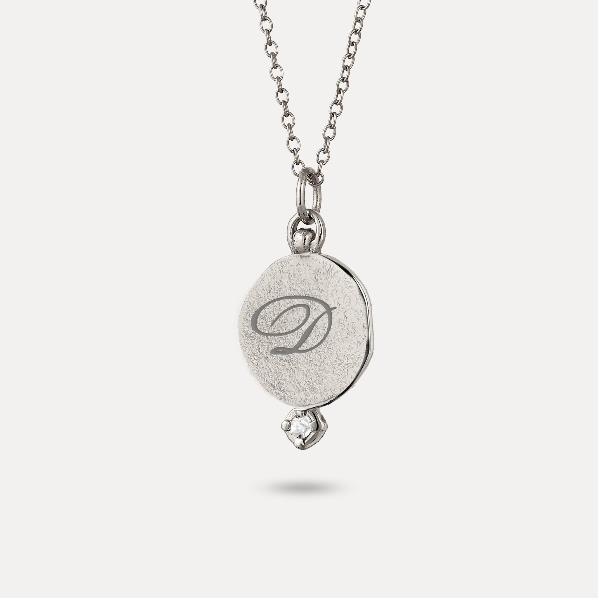 Weißer Saphir Engravable Fluid Medallion Anhänger – Matt