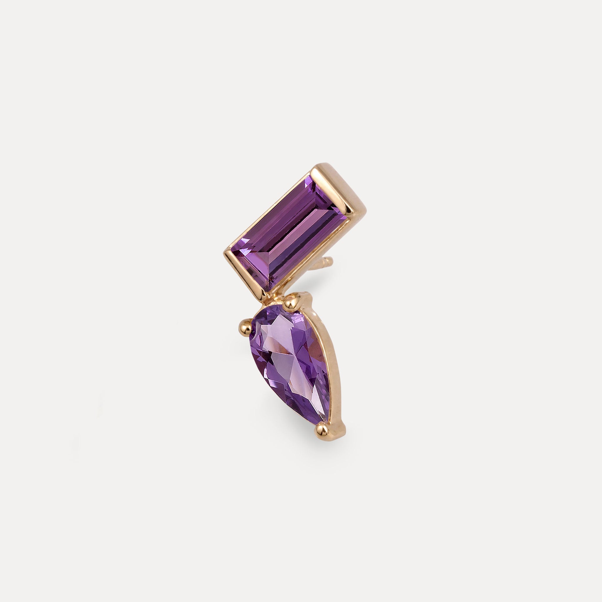 Amethyst Balance Dual Ohrstecker Ohrringe - Single | 585 Gold