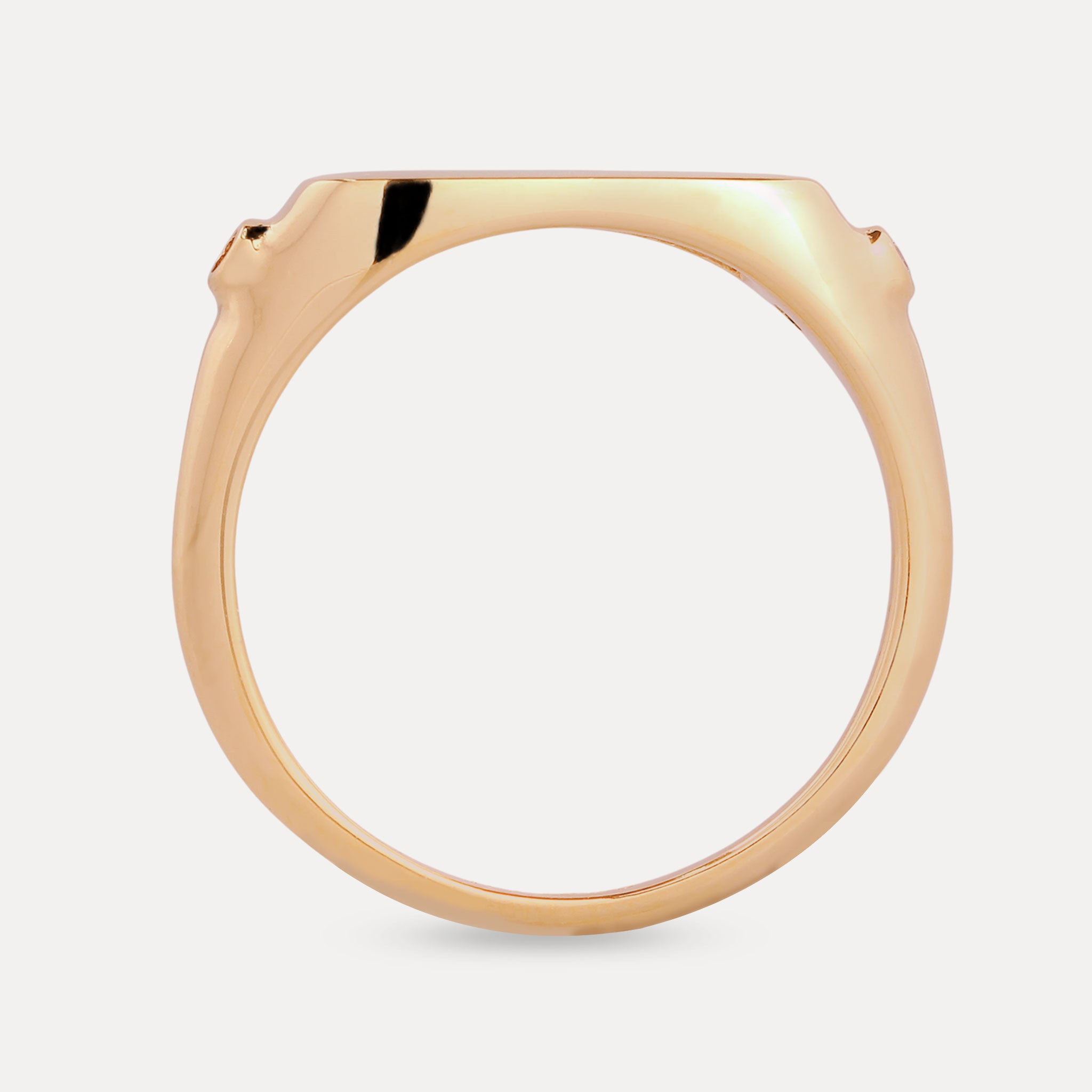 Weißer Saphir Engravable Flat-Top Siegelring | 585 Gold