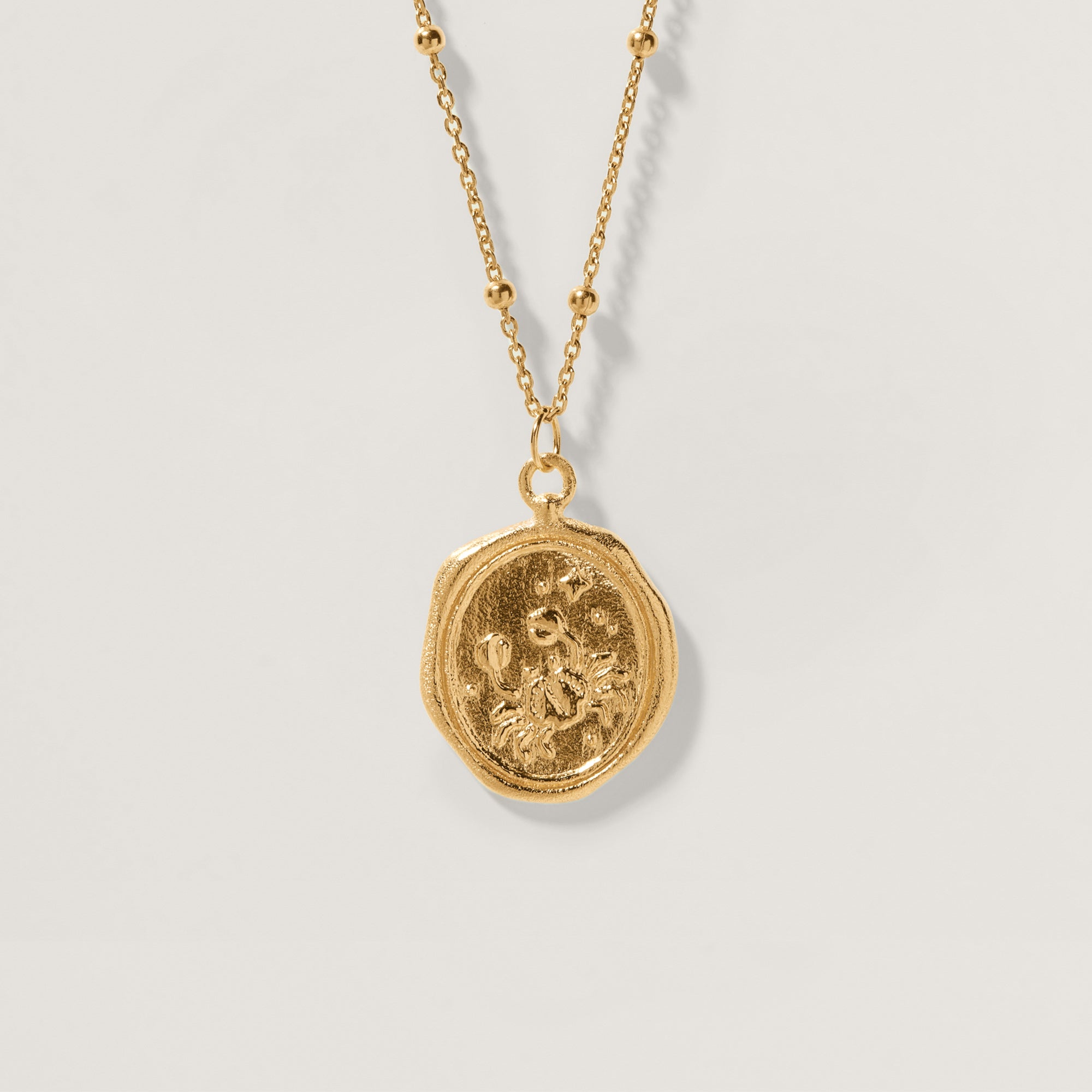 Zodiac Seal 24k Gold Vermeil mit Satellite Kette