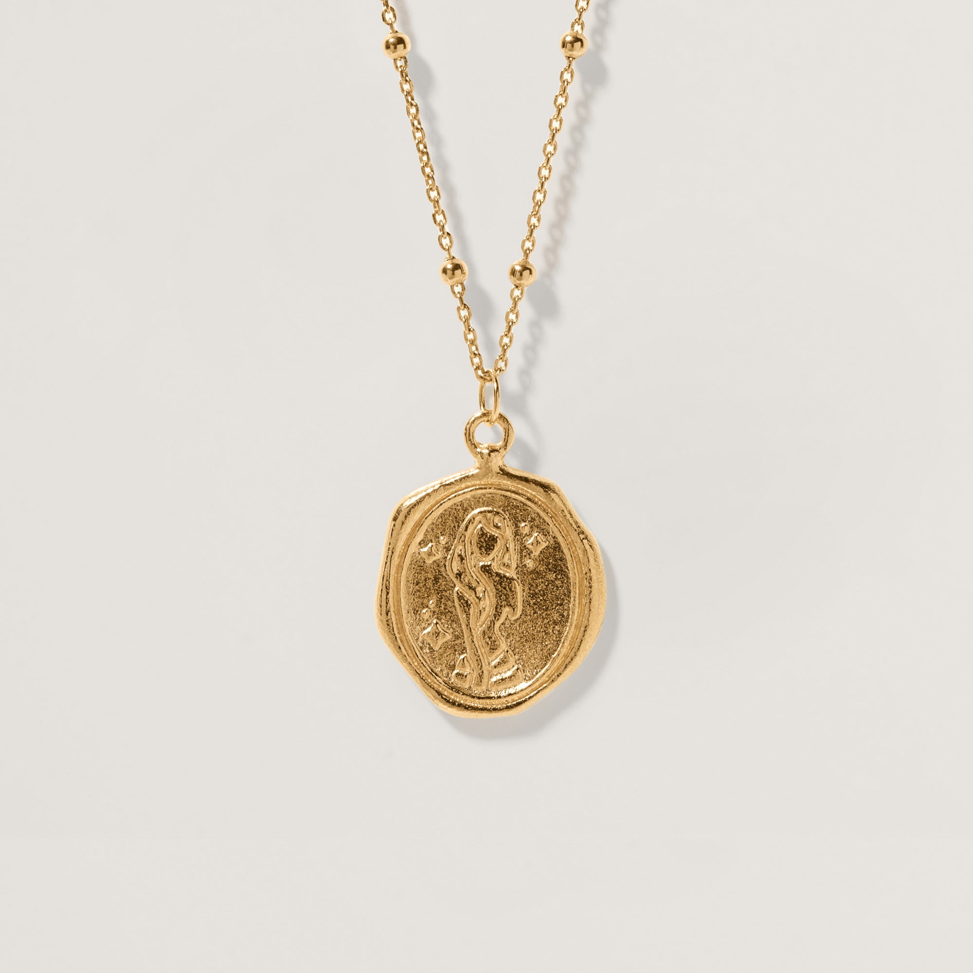 Zodiac Seal 24k Gold Vermeil mit Satellite Kette